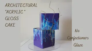 Architectural "ACRYLIC" Gloss Cake| Modern Abstract Cake Design| Cake Decorating Tutorial| No Glaze!