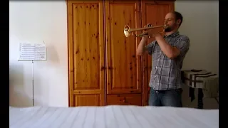 Maximilian van Riesen is performing Gottfried Reiche`s "Abblasen" on his b - flat trumpet