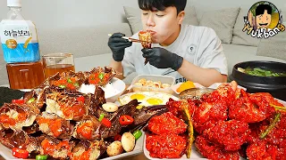 ASMR MUKBANG | Korean home meal, Marinated Raw Crabs, Fried egg recipe ! eating