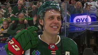 Joel Eriksson Ek reacts after career game in win over Canucks