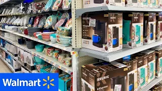 WALMART SHOP WITH ME KITCHENWARE KITCHEN DINNERWARE COFFEE MAKERS MUGS SHOPPING STORE WALK THROUGH