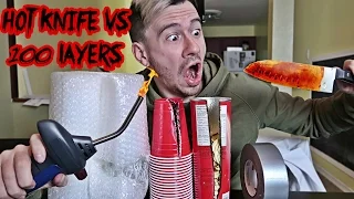 EXPERIMENT Glowing 1000 degree KNIFE VS THE 100 LAYERS OF CHALLENGE!!