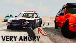 BeamNG Drive - Cars vs Angry Police Car #2 (RoadRage)