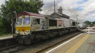 Felixstowe container freight trains at westerfield station 20/7/23