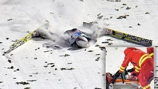 Simon Ammann left bloodied and unconscious after suffers 136-metre crash