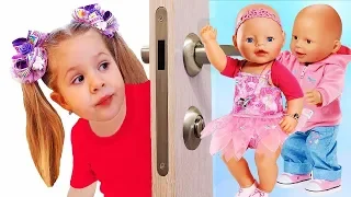 Diana & Baby Born dolls - appear behind the door