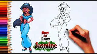How to Draw Disney Princess Jasmine from Aladdin | Easy drawing tutorials | learning for arts