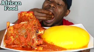 Asmr Fufu | Goat Ribs Peppersoup And Starch | Extreme Mukbang Best Social Eating