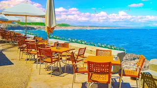 Outdoor Beach Cafe Ambience Bossa Nova Music ☕ Beach Cafe, Ocean Wave Sounds & Bossa Nova for Relax