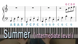 Summer Piano(Intermediate level) tutorial,music score,syllable names, Joe Hisaishi