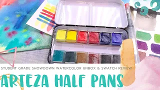 Arteza Premium Watercolor Half Pans Unbox & Swatch- Student Grade Showdown