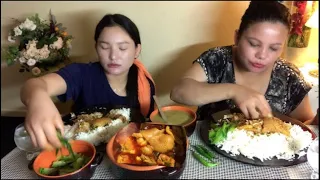 Nepali mukbang.pork in special pork leg/ dhal bhat mukbang.