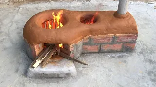 New way to make firewood stove - No smoke -  Saving firewood