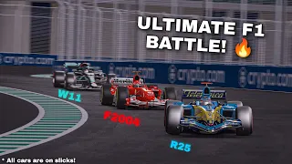 ULTIMATE F1 RACE: Ferrari F2004 VS Mercedes W11 VS Renault R25 at Jeddah!