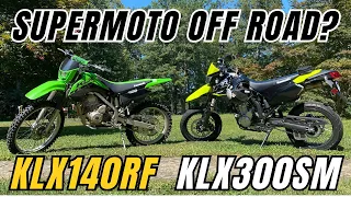 KLX140RF Top Speed Testing and KLX300SM Supermoto in the Woods?