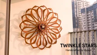 Kinetic Sculpture Twinkle Stars, 3D Wooden Unique Wall Decor Art, Special Sacred Geometry, Big Spin