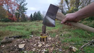 Council tool FE-6, standing block. First time with a close to racer weight axe chopping.