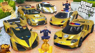 GTA 5 - Stealing RARE GOLD POLICE CARS with Franklin & Michael ! (Real life cars #84)
