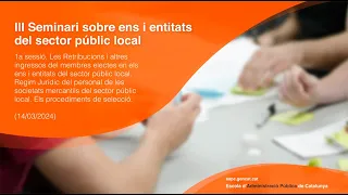 III Seminari sobre ens i entitats del sector públic local. Sessió 1 (14/03/2024)