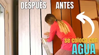 PAPEL PINTADO para ARMARIO (Colocación con agua)😻 Increíble resultado❤️ Renovación ARMARIO EXPRESS😊