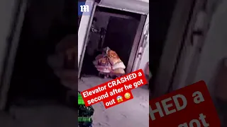 Elevator crashes just after man gets out #Shorts #shortsvideo #omg #china