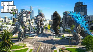 Godzilla, Kong vs Team Mechagodzilla, Mecha Kong - Epic Battle ( GTA V Mods )