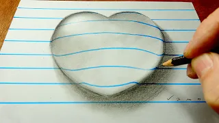 Drawing Heart Water Drop on Line Paper - Trick Art by Vamos