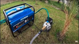 Agregat prądotwórczy (Hyundai HG2201) + pompa wody (Metabo P 4000G) - szybki test.