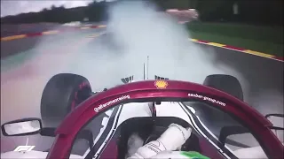 Antonio Giovinazzi onboard crash Belgian GP 2019