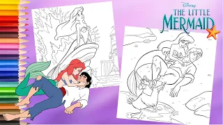 Coloring Disney Princess Ariel Saves Prince Eric - The Little Mermaid Coloring Pages