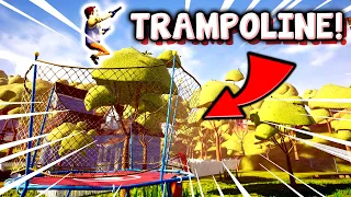 NEIGHBOR jumping on the TRAMPOLINE!!??