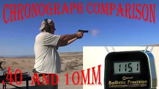 Chronograph Comparison  .40 and 10mm