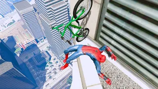 GTA 5 - Spiderman BMX Parkour Jumps Vol.2 (Euphoria Ragdolls)