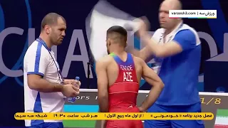 یک‌هشتم‌نهایی وزن ۵۷ کیلوگرم کشتی میلاد والی‌زاده از ایران در مقابل علی عباس رضازاده از آذربایجان