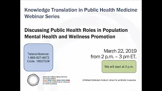 Webinar - Discussing Public Health Roles in Population Mental Health and Wellness Promotion