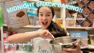 MiDNiGHT SNACK BAKiNG + (how to make brownies) 🤭🍫☁️✨