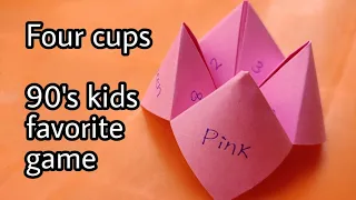 Origami - How to make Four cups? 90's favorite indoor activity/ Fortune Teller game out of paper