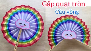 Cách gấp quạt giấy tròn cầu vồng đơn giản