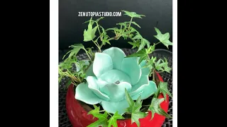 Zen Lotus Flower Fountain with Ivy Plant