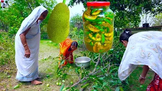 গ্রামের সেরা স্বাদের আম কাঁঠালের তেলঝাল আচার | Mango & Green Jackfruit Pickle recipe | villfood