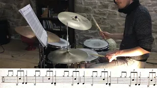 3/4 over 4/4 Metric Modulation exercise (JAZZ) [John Riley - Beyond Bop Drumming]