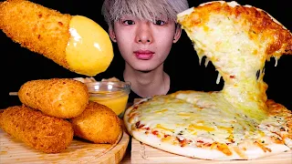 ASMR MOZZARELLA CORN DOG, PIZZA, CHINESE SPICY NOODLE 芝士炸熱狗 比薩 紅油麵皮(Eating Sound) | MAR ASMR