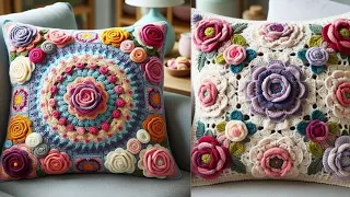 Amazing Floral Pattern Crochet Pillow 🧶