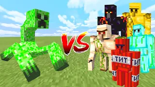 MUTANT CREEPER vs ALL GOLEM in Minecraft Mob Battle