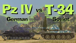WOT Blitz Face Off || T-34 vs Pz. IV G