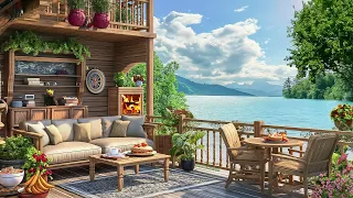Summer Balcony Ambience with Smooth Jazz Music ☕ Happy Summer Beach For Relaxing Mood
