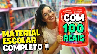 Comprando MATERIAL ESCOLAR 2023 COMPLETO com 100 REAIS !!