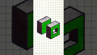 Mastering 3D Illusions: Easy Drawing and Painting on Graph Paper🖍️ #shorts #shortvideo #drawing #