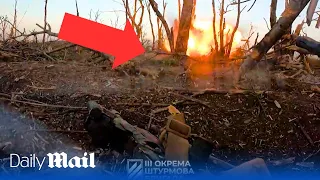 Ukrainian soldiers dodge grenades and destroy Russian-held trenches near Bakhmut