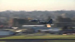 Four "US Air National Guard" F-15's takeoff from Portland International Airport PDX